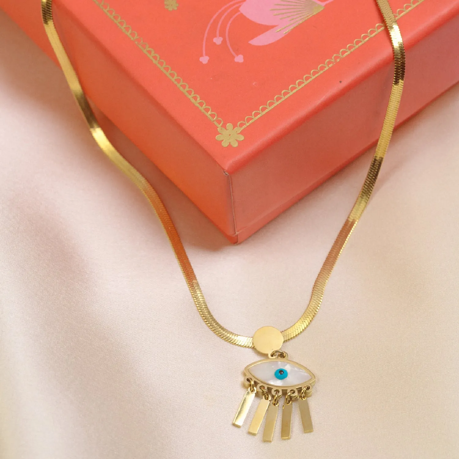 Artklim Gold Plated Evil Eye Pendant Necklace