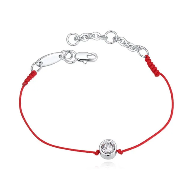 Austrian Crystals jewelry thin red thread string rope Charm Bracelets & bangles for women Fashion  New sale Top Hot summer style