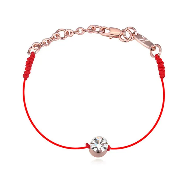 Austrian Crystals jewelry thin red thread string rope Charm Bracelets & bangles for women Fashion  New sale Top Hot summer style