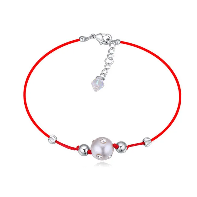 Austrian Crystals jewelry thin red thread string rope Charm Bracelets & bangles for women Fashion  New sale Top Hot summer style