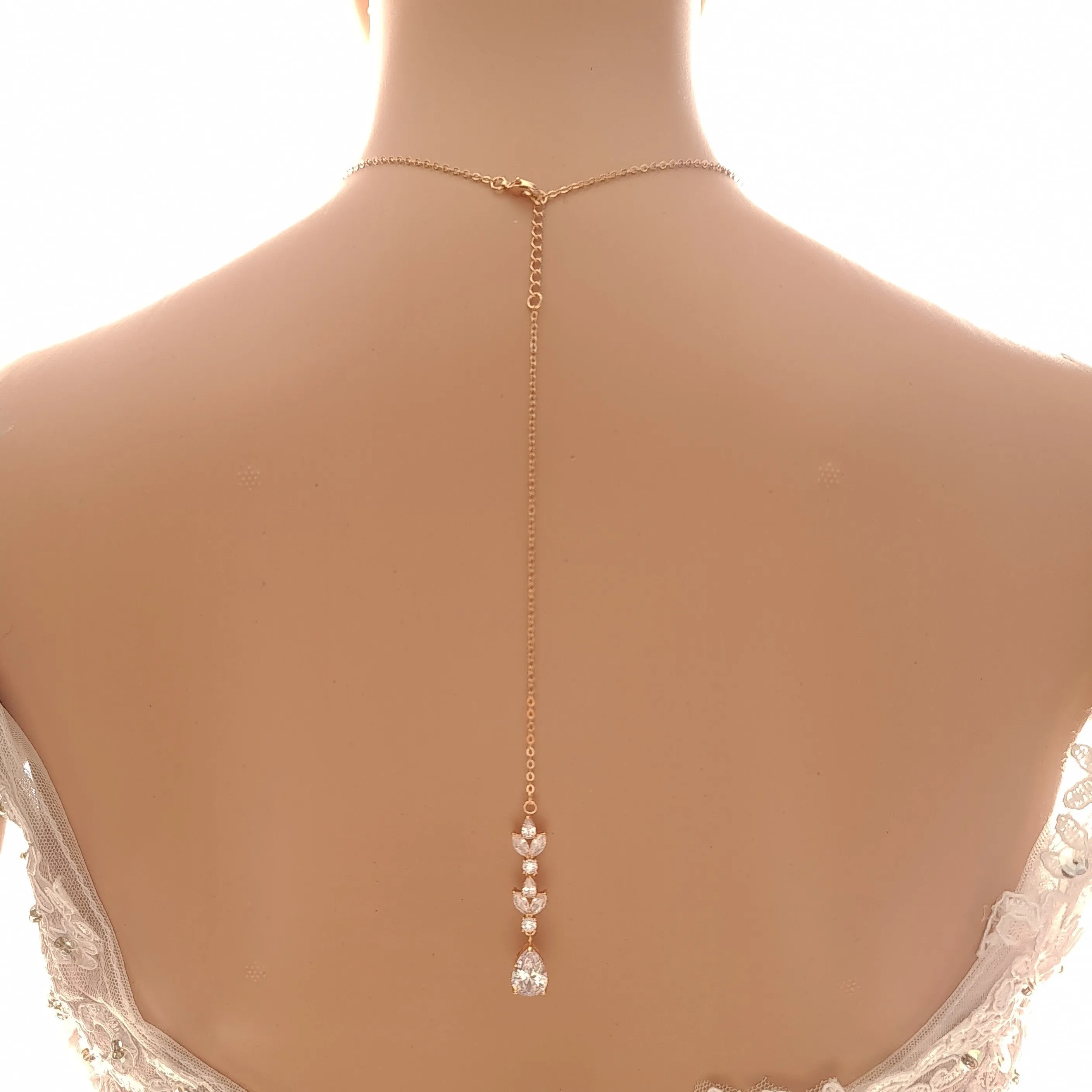 Back Pendant Necklace for Brides -Anya