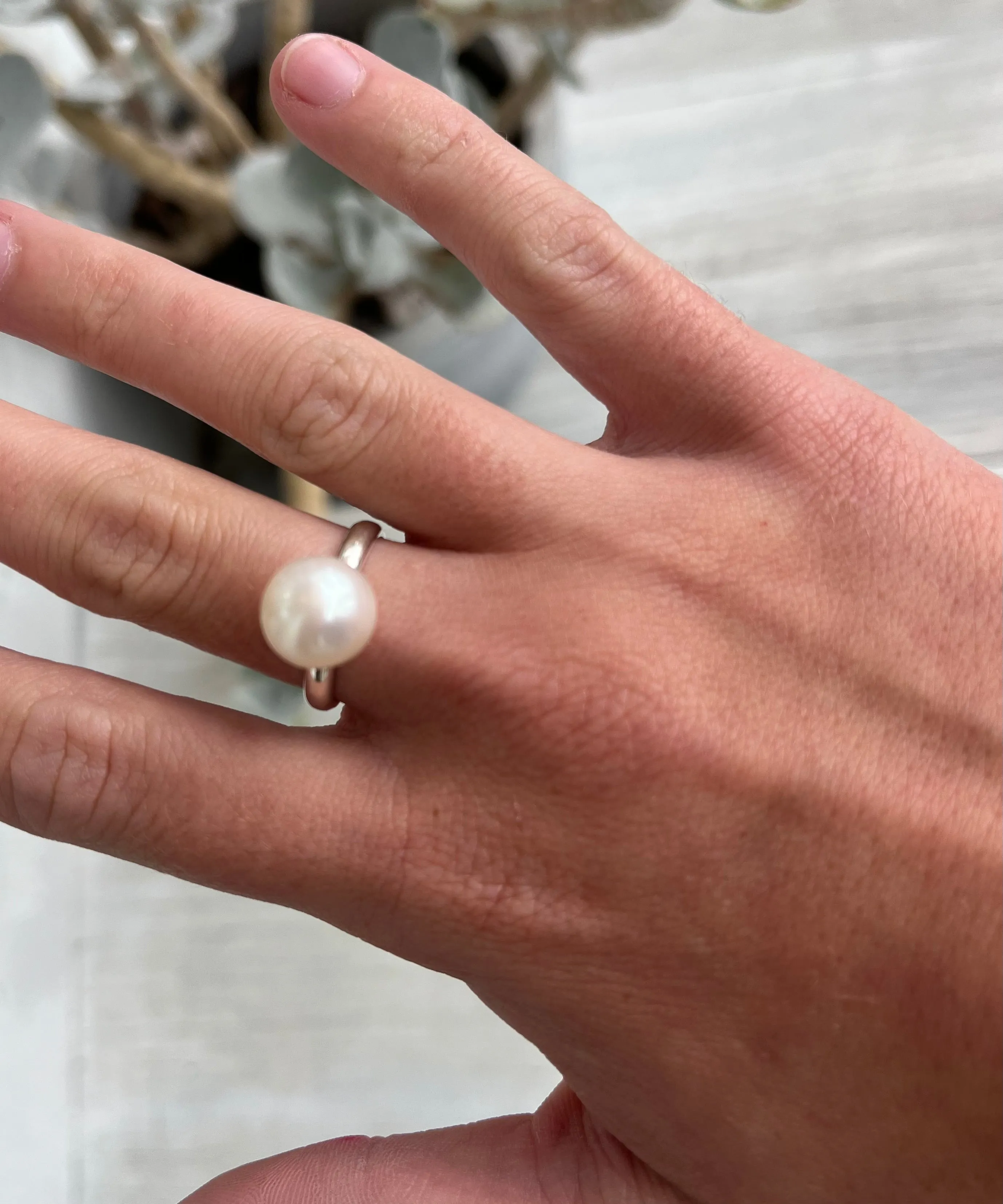 Beach Love Sterling Silver Pearl Ring