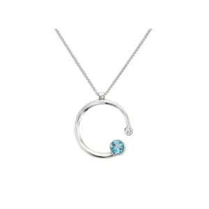 Blue Topaz & White Sapphire Stargazer Pendant Necklace