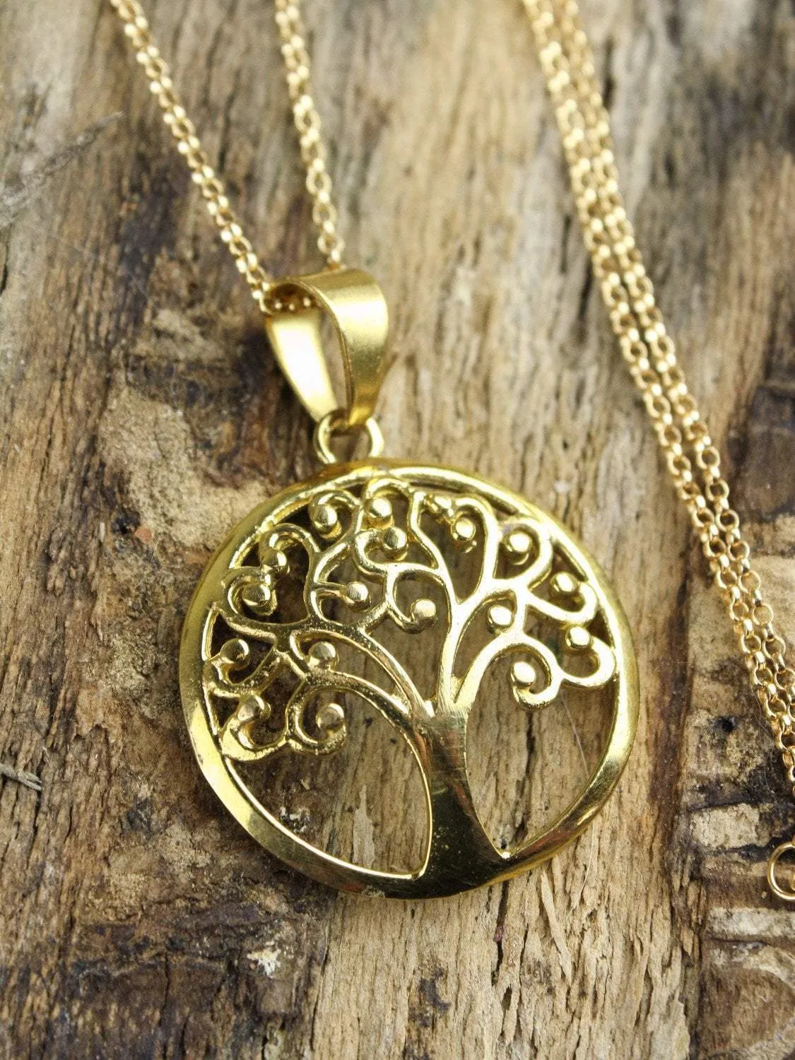 Brass Tree of Life Pendant Necklace