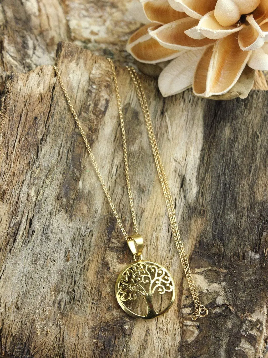 Brass Tree of Life Pendant Necklace