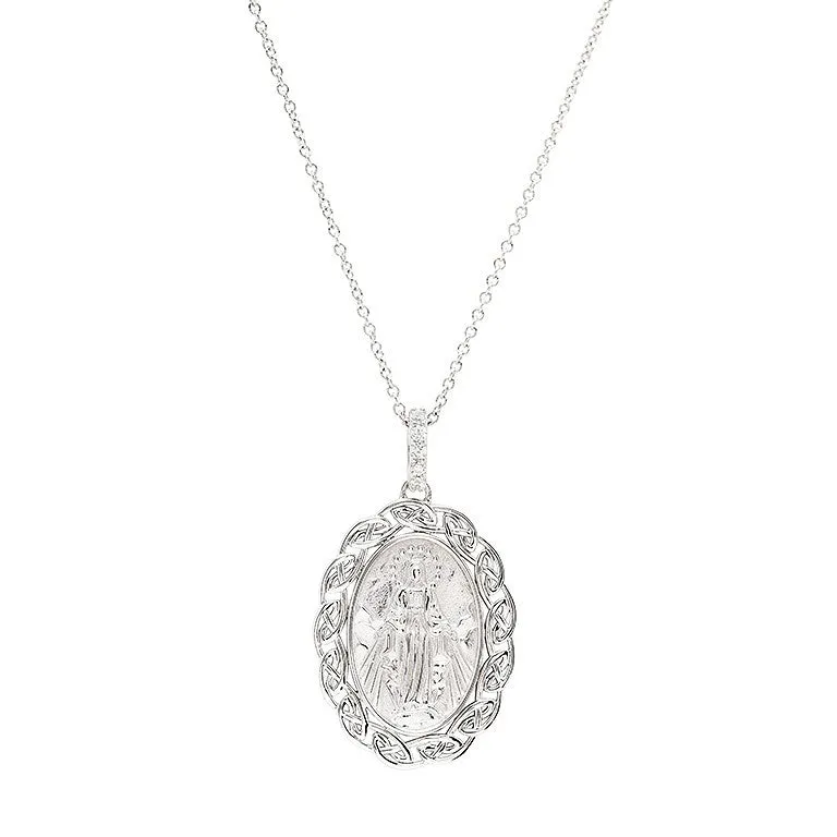 Celtic Miraculous Medal Sterling Silver Necklace