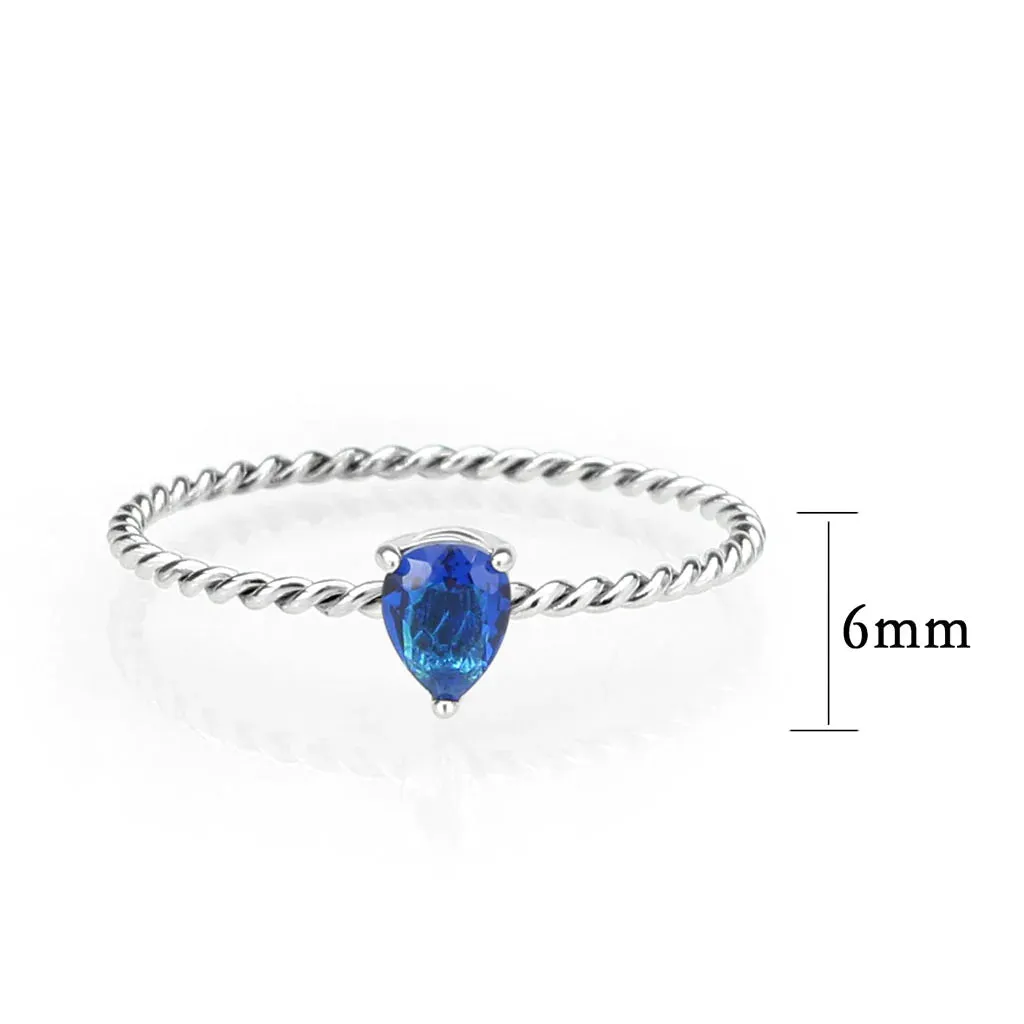 CJ3862 Wholesale Women's Stainless Steel Montana Blue Minimal Ring