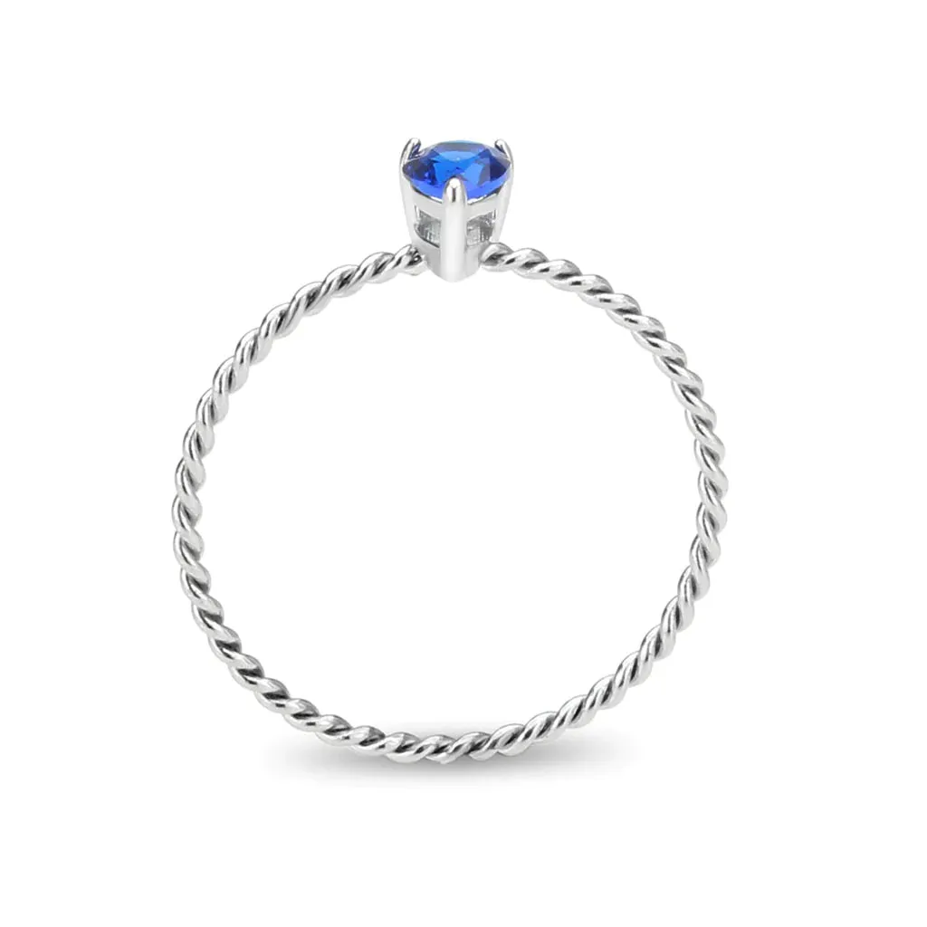 CJ3862 Wholesale Women's Stainless Steel Montana Blue Minimal Ring