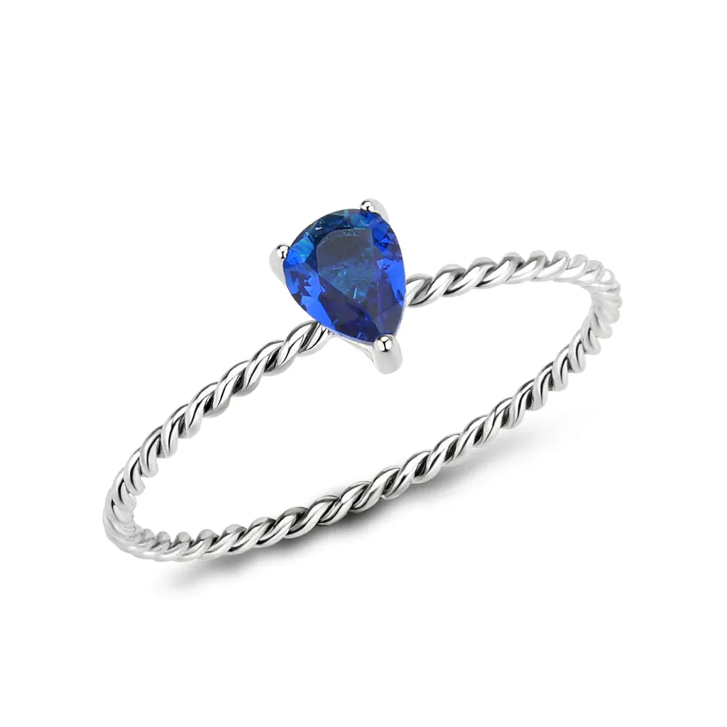 CJ3862 Wholesale Women's Stainless Steel Montana Blue Minimal Ring