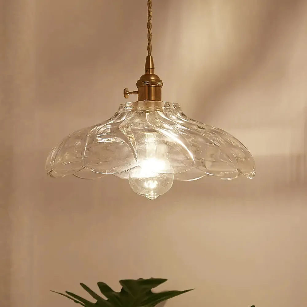 Clear Textured Glass Dome Pendant Light with Cord - Modern Kitchen Lighting