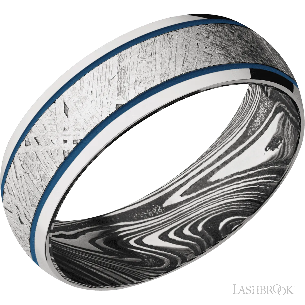 Cobalt Chrome with Polish Finish and Meteorite Inlay and Marble - 7MM