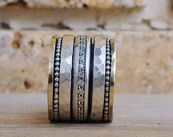 Couple rings. Spinner Ring Eternity Band.  Meditation Rings for Couples. Gemstones Rings, Meditation Ring for women.