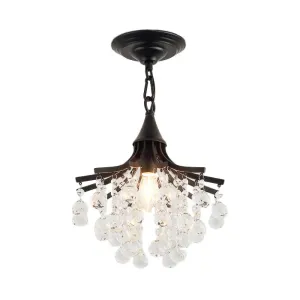 Crystal Drops Single Bulb Metal Chandelier - Elegant Lighting Solution