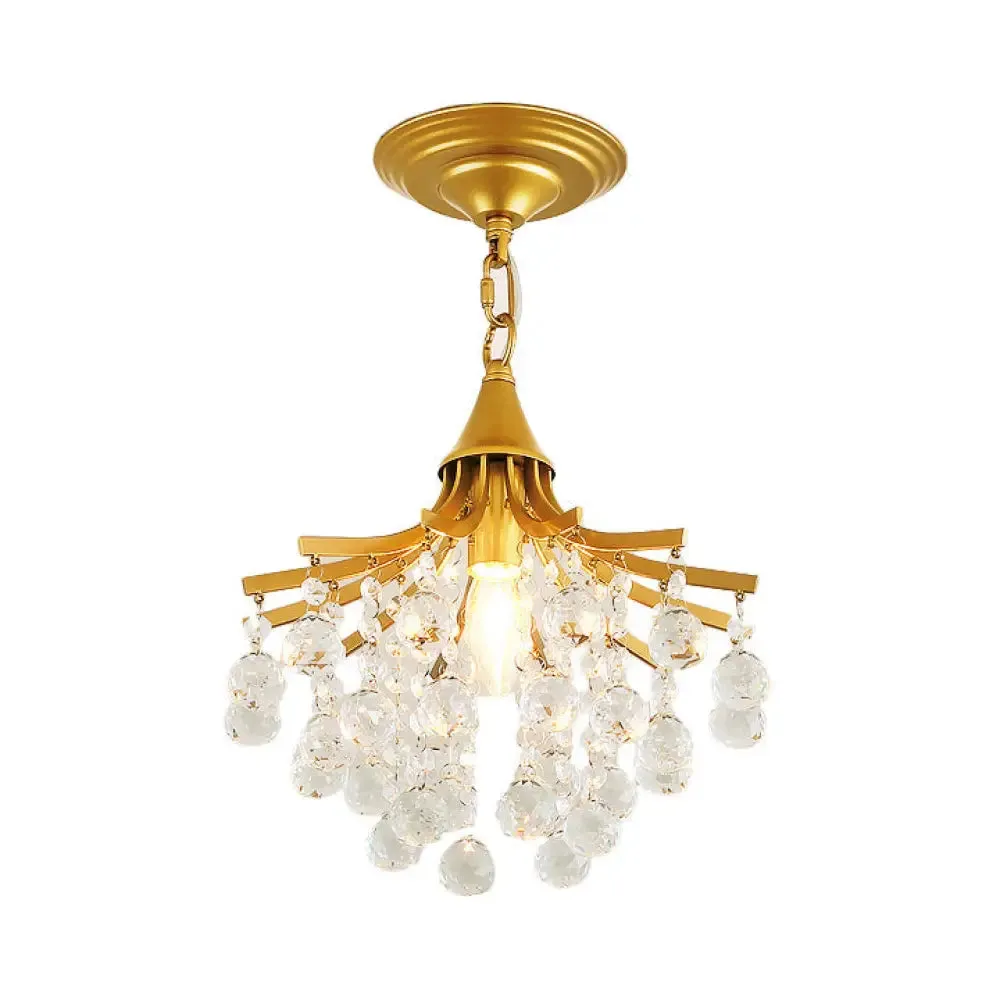 Crystal Drops Single Bulb Metal Chandelier - Elegant Lighting Solution