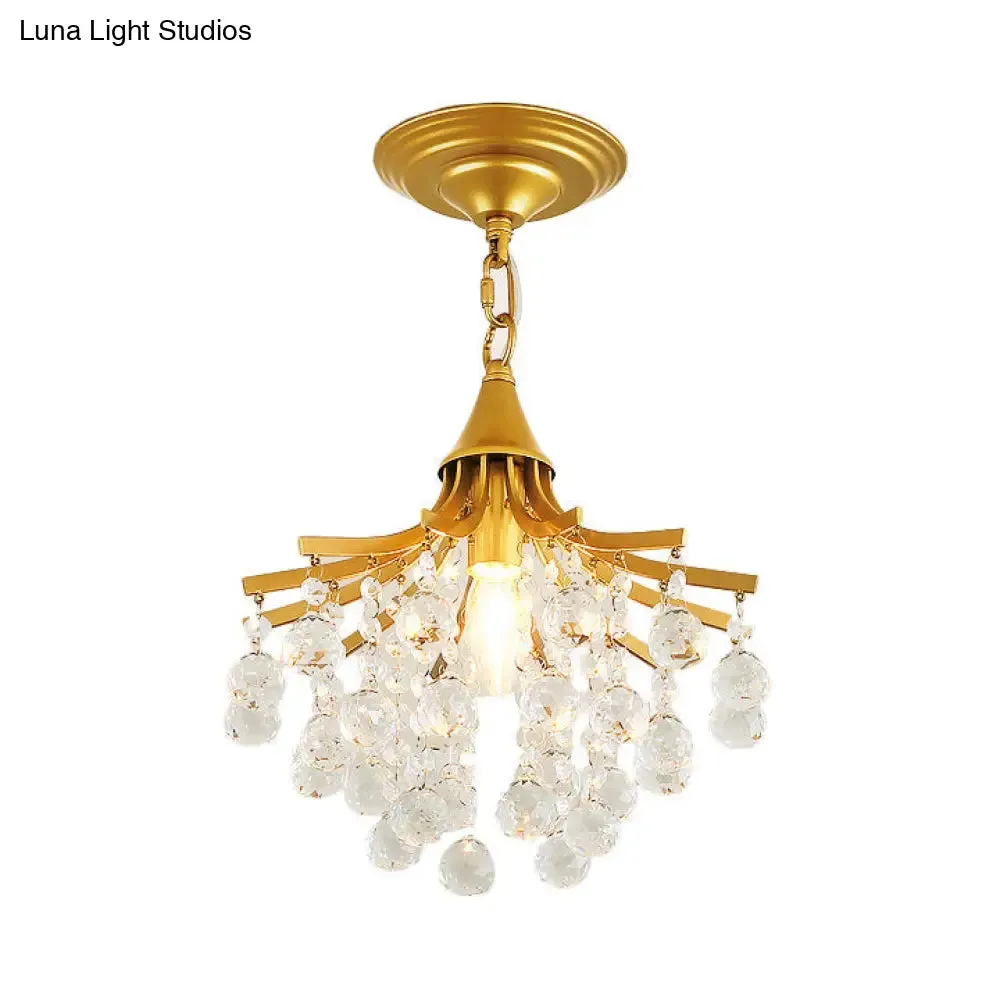 Crystal Drops Single Bulb Metal Chandelier - Elegant Lighting Solution