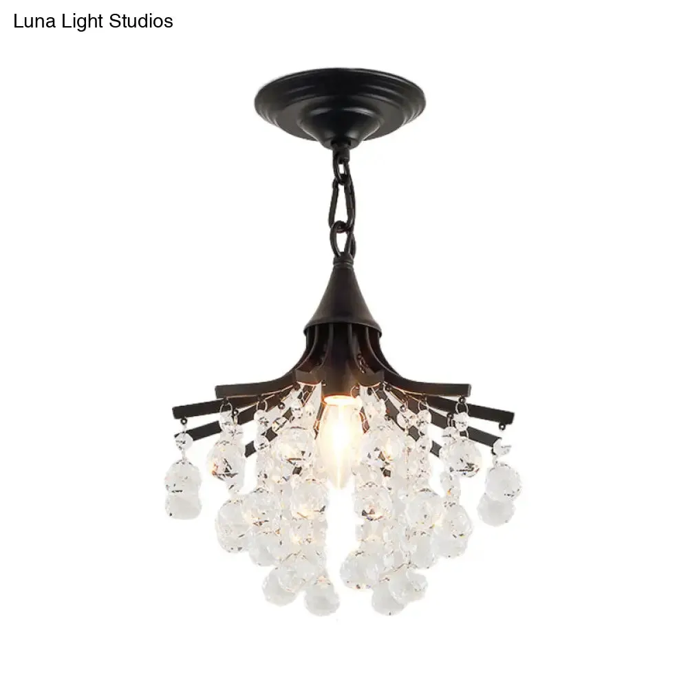 Crystal Drops Single Bulb Metal Chandelier - Elegant Lighting Solution