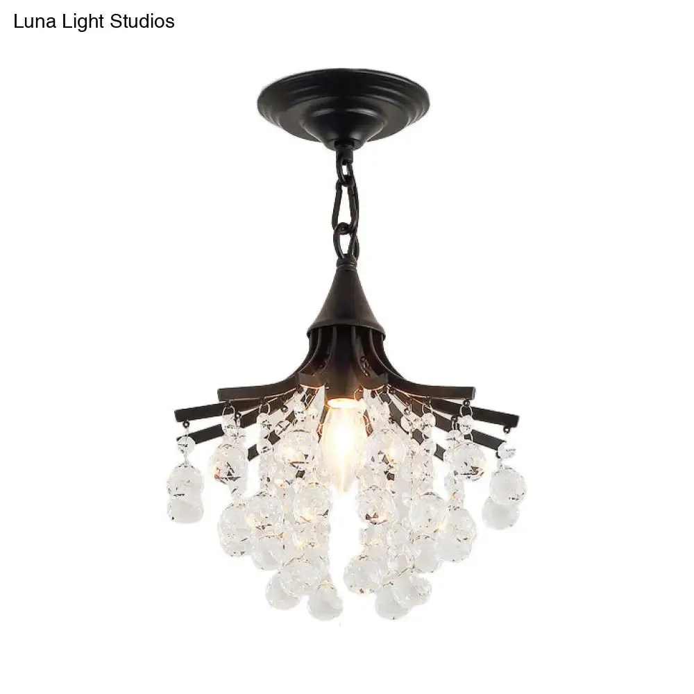 Crystal Drops Single Bulb Metal Chandelier - Elegant Lighting Solution