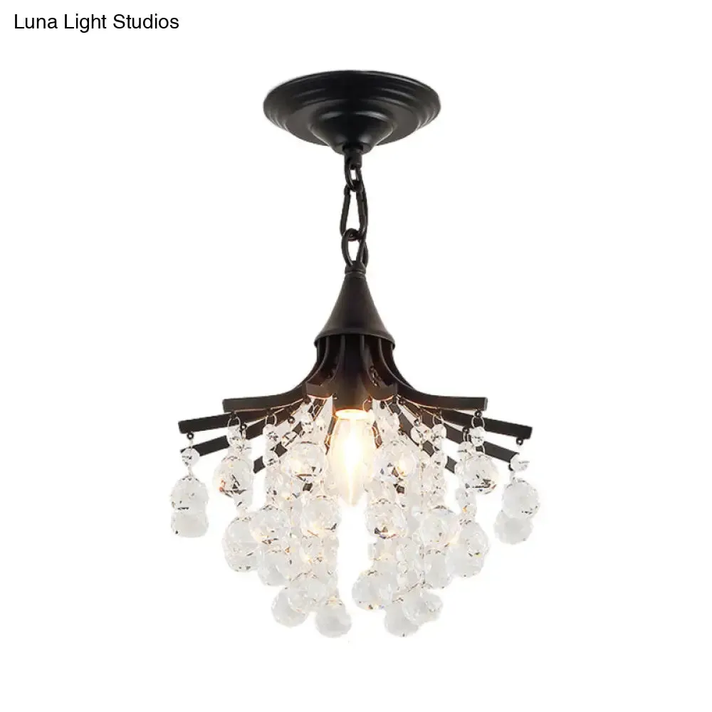 Crystal Drops Single Bulb Metal Chandelier - Elegant Lighting Solution