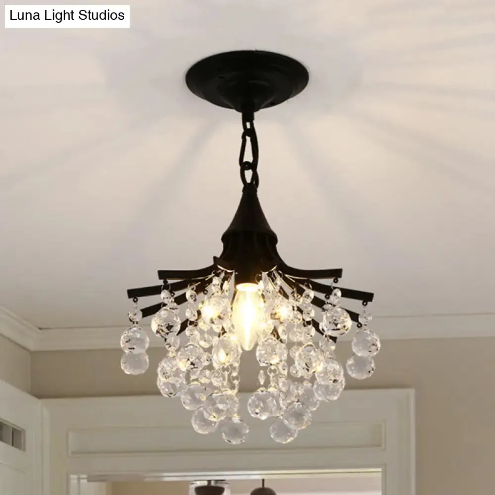 Crystal Drops Single Bulb Metal Chandelier - Elegant Lighting Solution