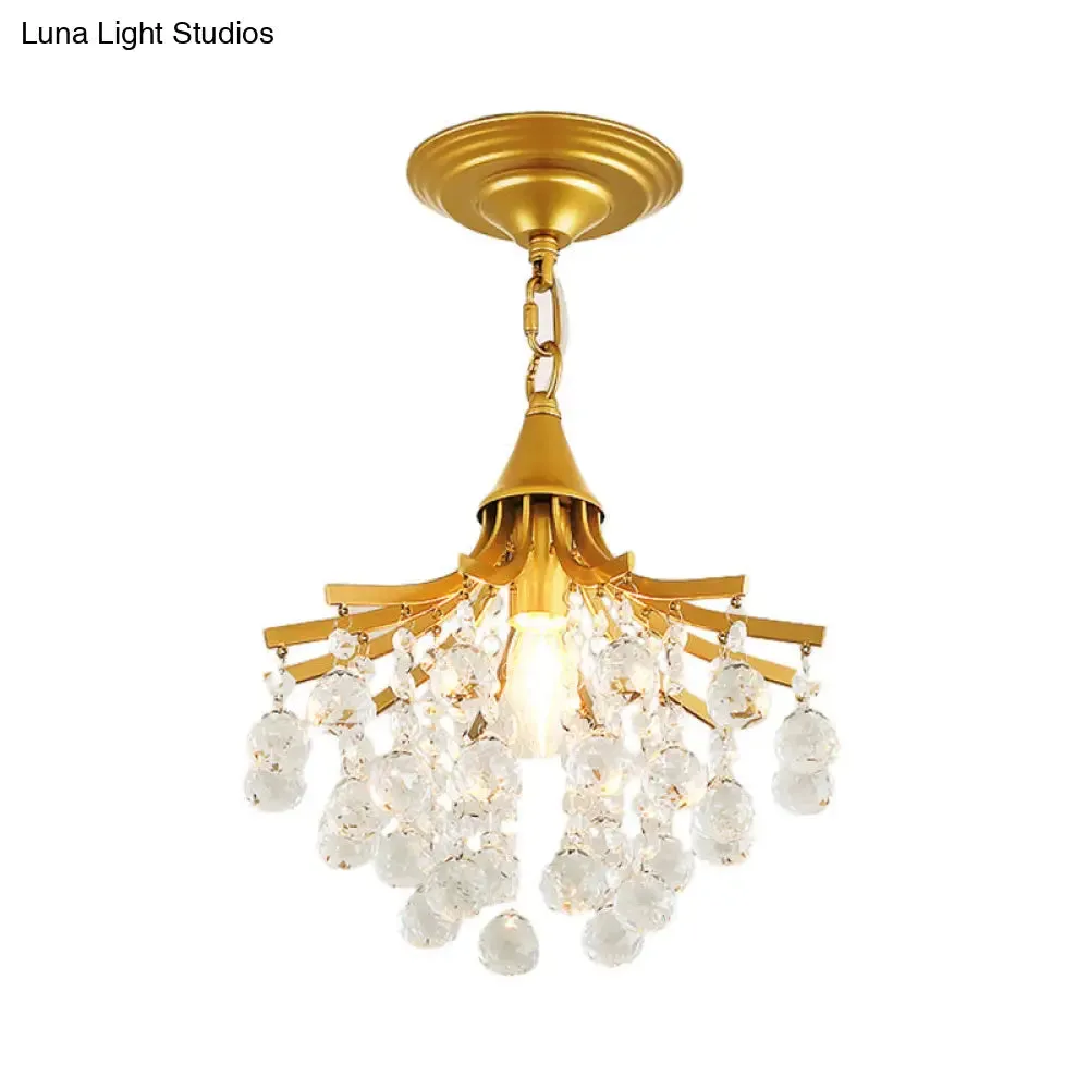 Crystal Drops Single Bulb Metal Chandelier - Elegant Lighting Solution