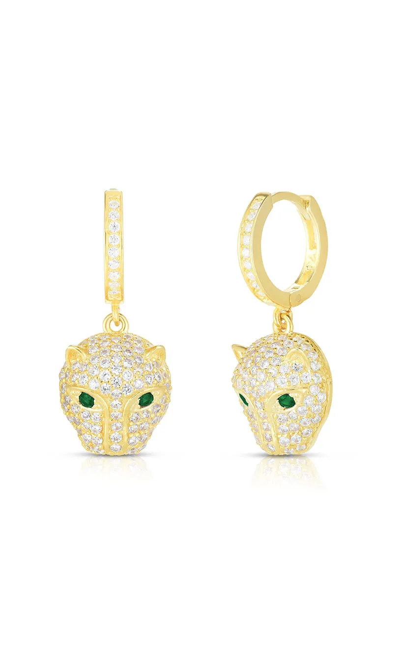 CZ Pavé Panther Huggie Hoop Earring