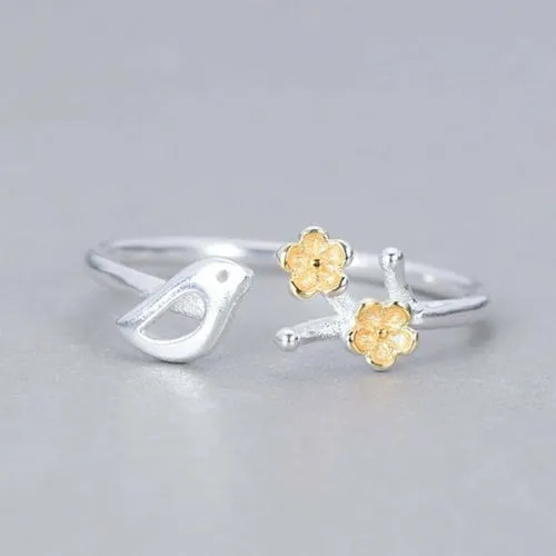 Daisy Flower Elegant Opening Rings Women Adjustable