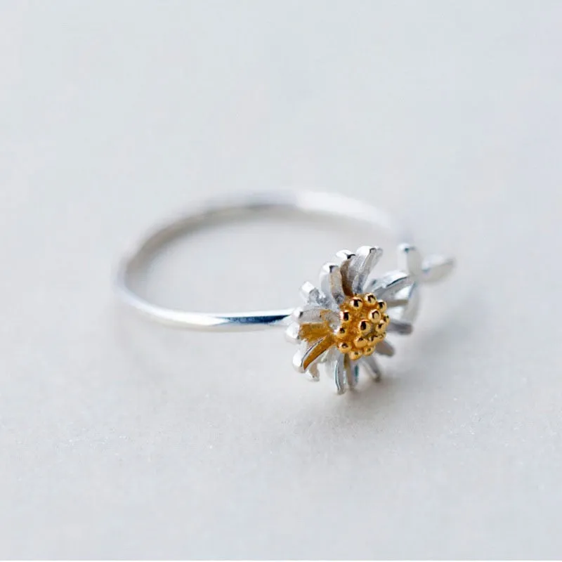 Daisy Flower Elegant Opening Rings Women Adjustable