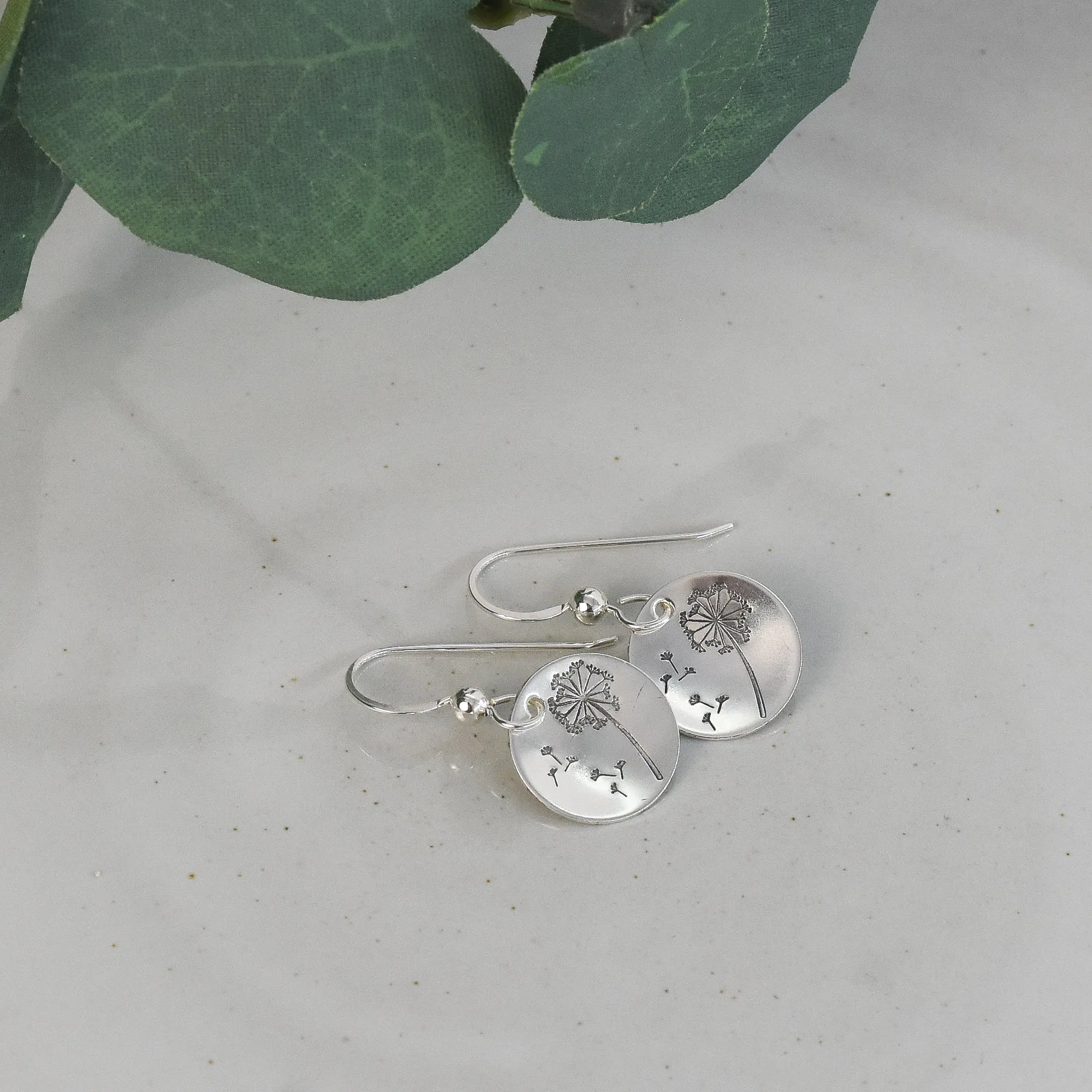 Dandelion Flower Earrings - Sterling Silver