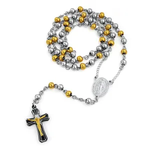 Delicate 2MM Virgin Mary Rosary Heart Cross Necklace Stainless Steel