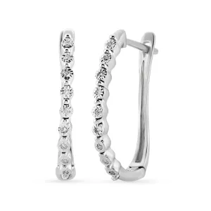 Diamond Miracle Pinch Hoop Earrings in 9ct White Gold