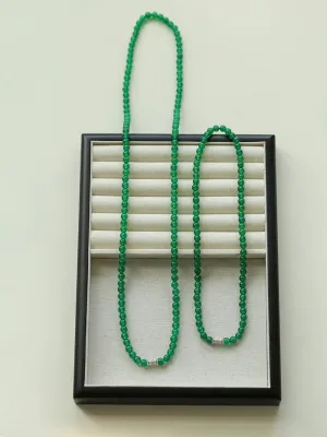 Elastic Necklace with Zirconia and Green Onyx Beads