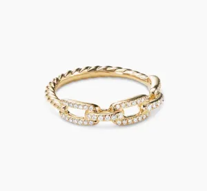 Elegant 18K Gold Diamond Pavé Link Ring