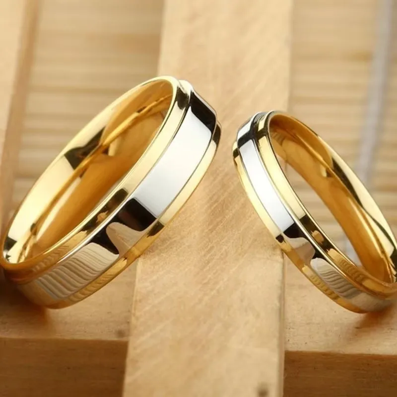 Elegant 316L Titanium Steel Men's Couples Engagement and Wedding Ring Set - Perfect Jewelry Gift