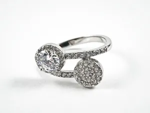 Elegant Duo Wrap Design Micro CZ Silver Ring