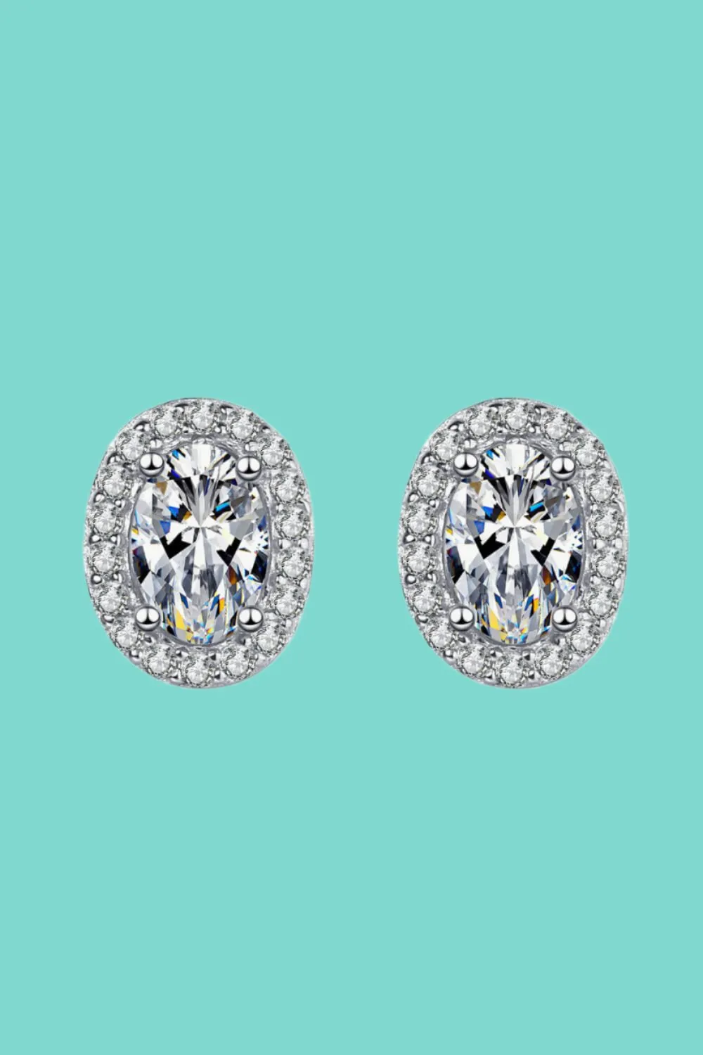 Elegant Halo Moissanite Stud Earrings - 1 Carat