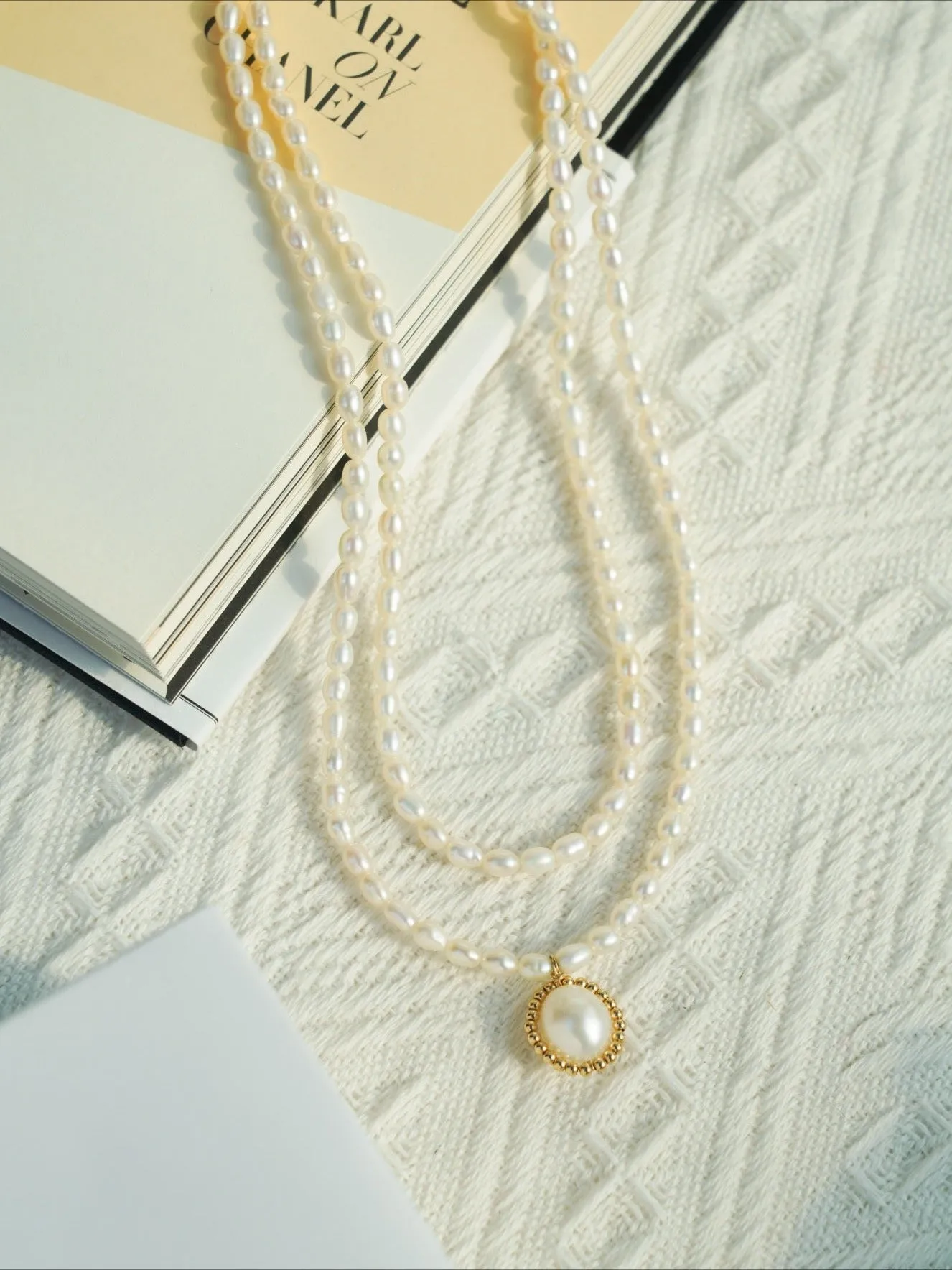 Embellished Series Double-Layer Pearl Necklace