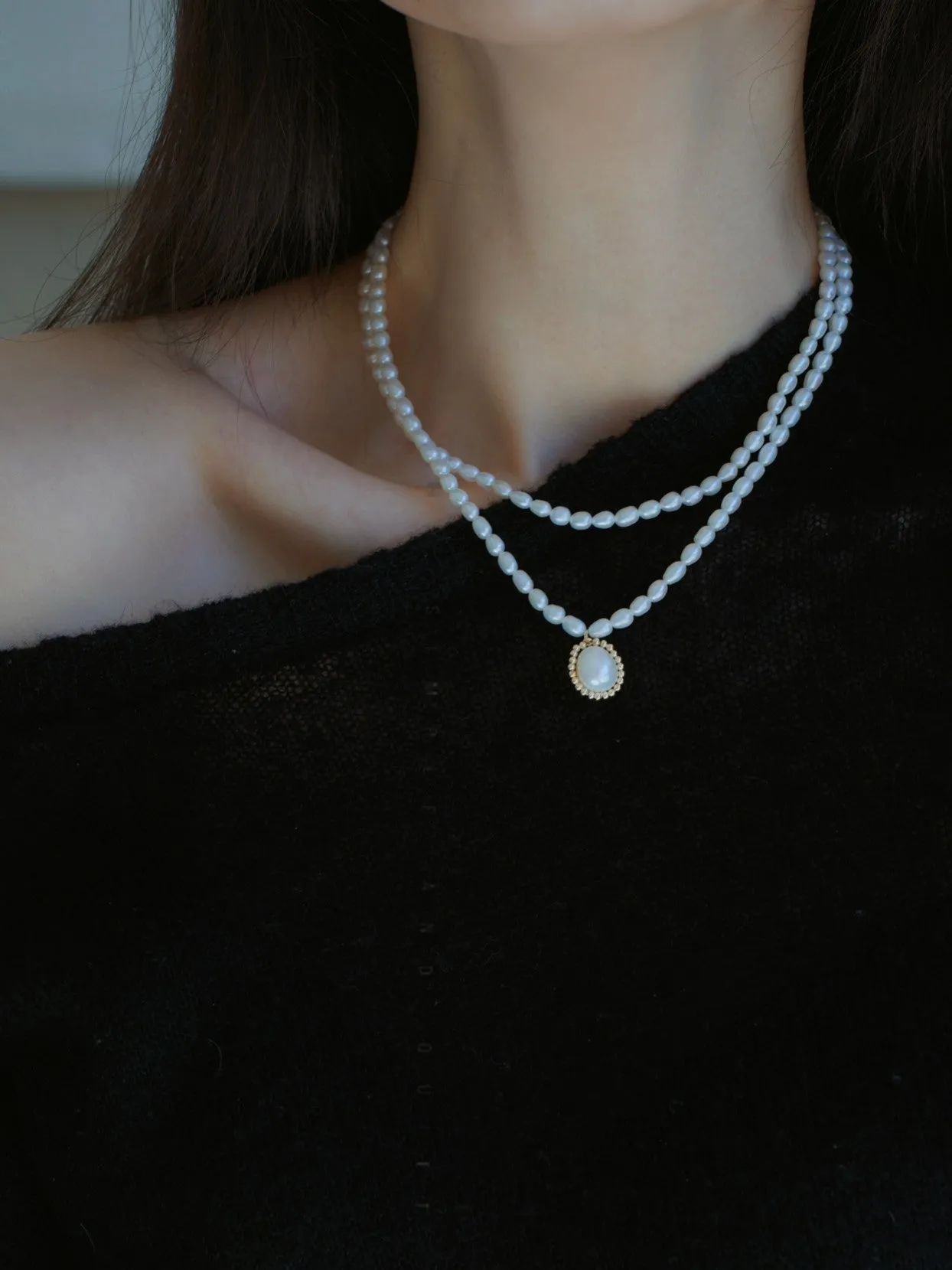 Embellished Series Double-Layer Pearl Necklace