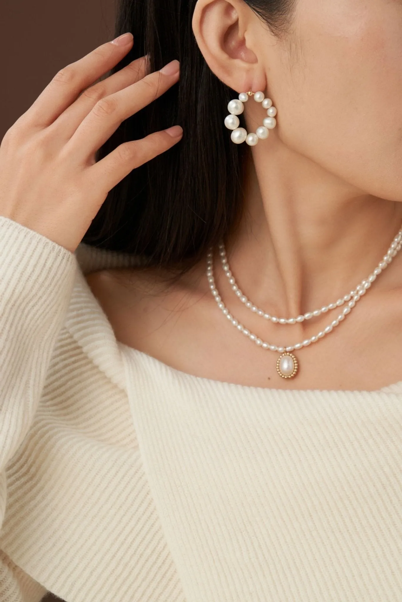 Embellished Series Double-Layer Pearl Necklace