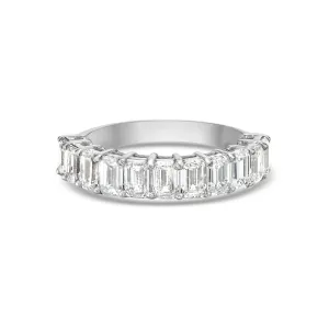 Emerald Cut Diamond Halfway Ring Band (2.51 ct.) 4-Prongs Setting in 18K Gold