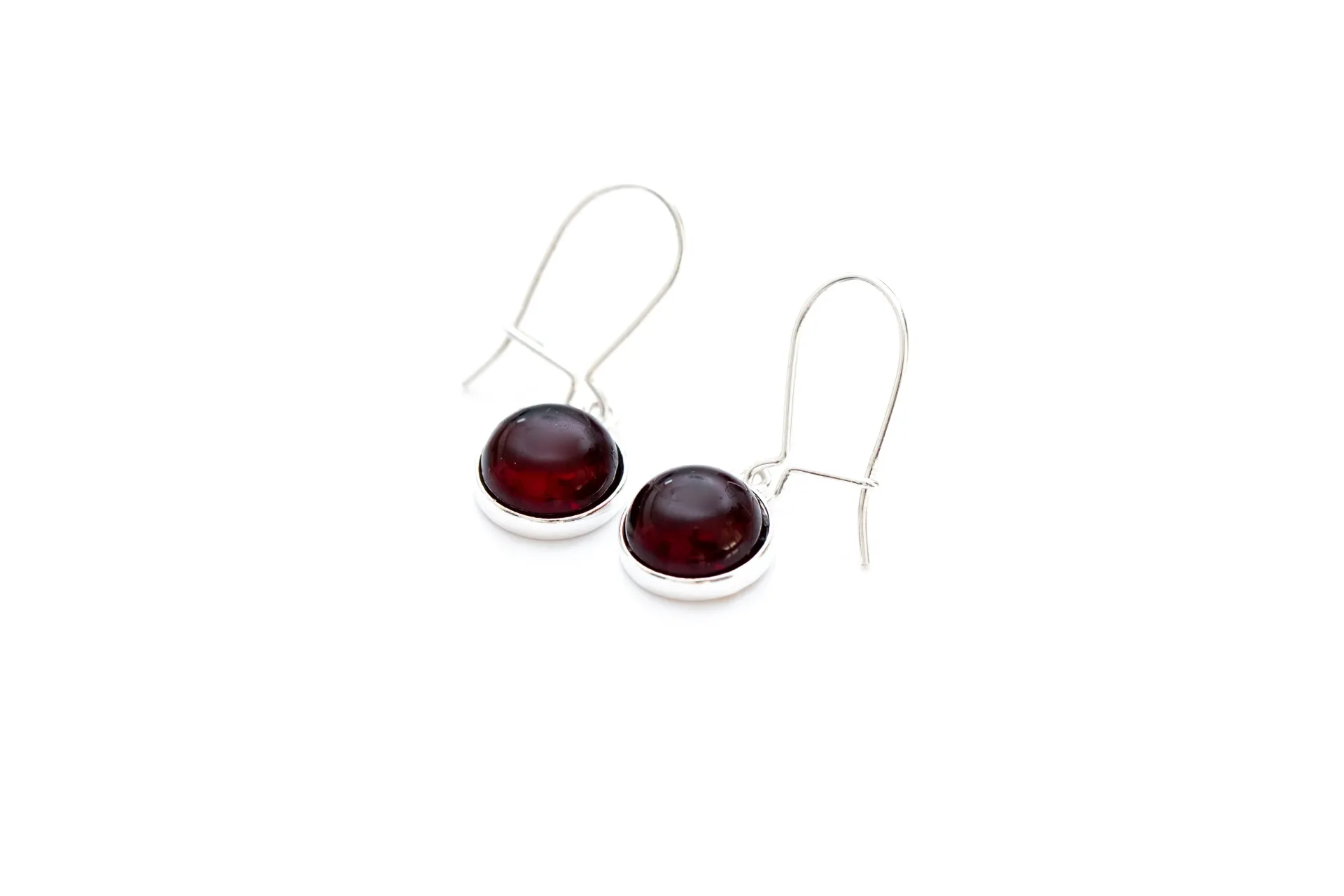 ESSENTIALS Cherry Red Amber Drop Earrings - Minimalist Amber Jewelry