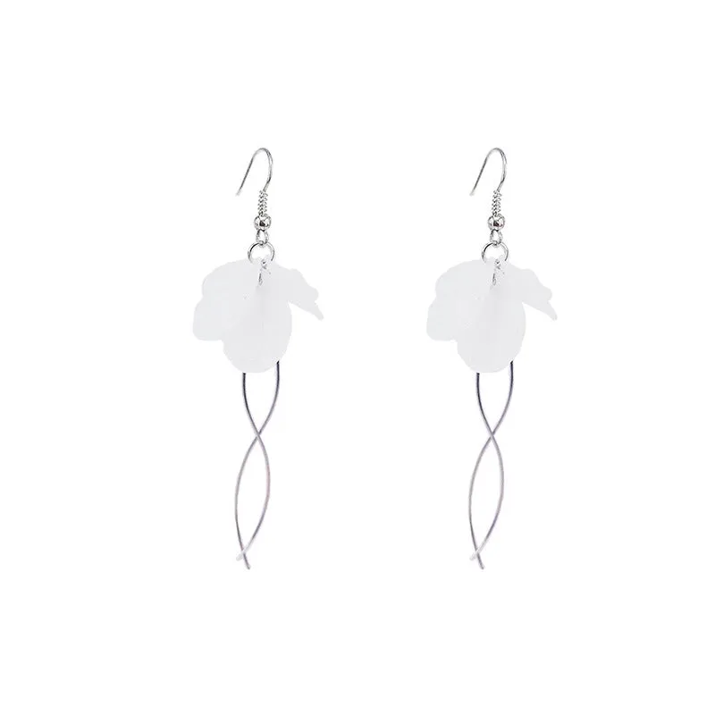 Eternal Petal Long Earrings: Vienna Verve Collection - Korean Inspired Metal Earrings for Women