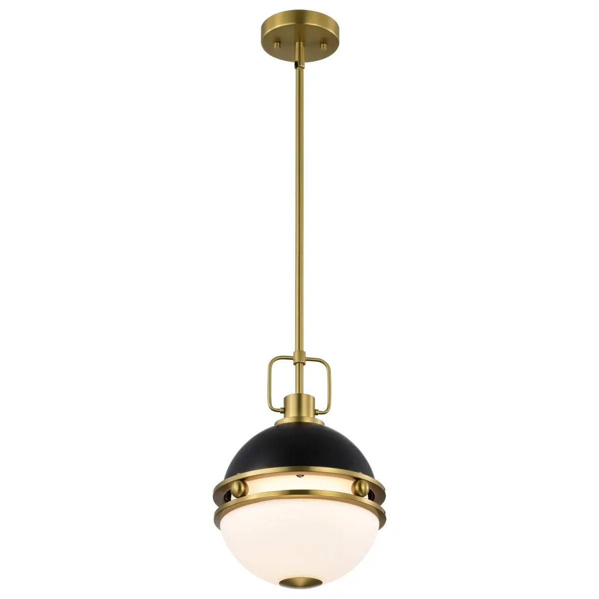 Everton 10 in. Pendant Light Matte Black and Vintage Brass Finish