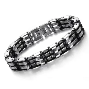 Fashion Friendship Bracelet Men Punk Black Silicone Men's Mens Bracelets Bangles Bracciali Uomo Link Chain Bracelets For Women