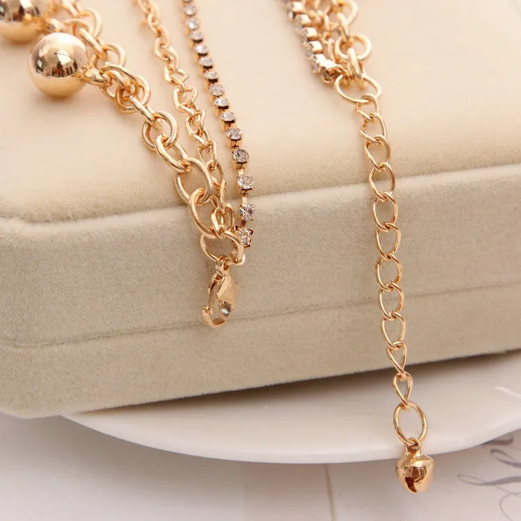 Fashion Jewelry Gold Chain Jewelry Heart Pendant Multilayer bracelets & bangles