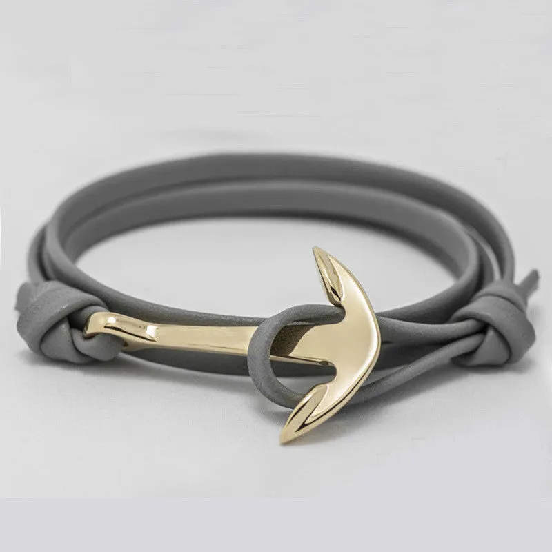 Fashion Jewelry Multilayer Gold Alloy Anchor Bracelet Men Leather Bracelet for Women&Men friendship bracelets