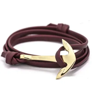 Fashion Jewelry Multilayer Gold Alloy Anchor Bracelet Men Leather Bracelet for Women&Men friendship bracelets