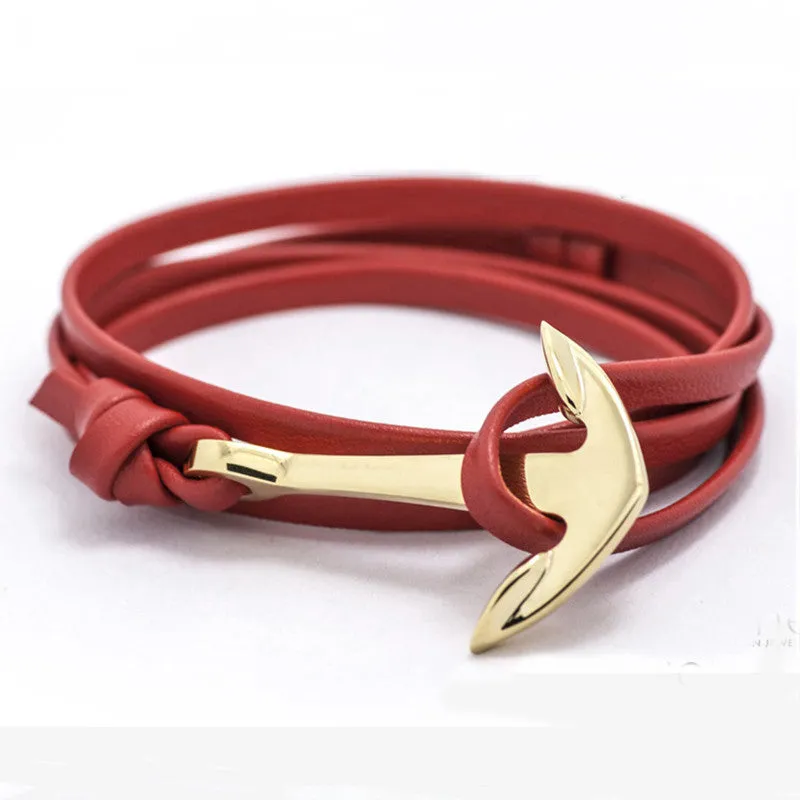 Fashion Jewelry Multilayer Gold Alloy Anchor Bracelet Men Leather Bracelet for Women&Men friendship bracelets