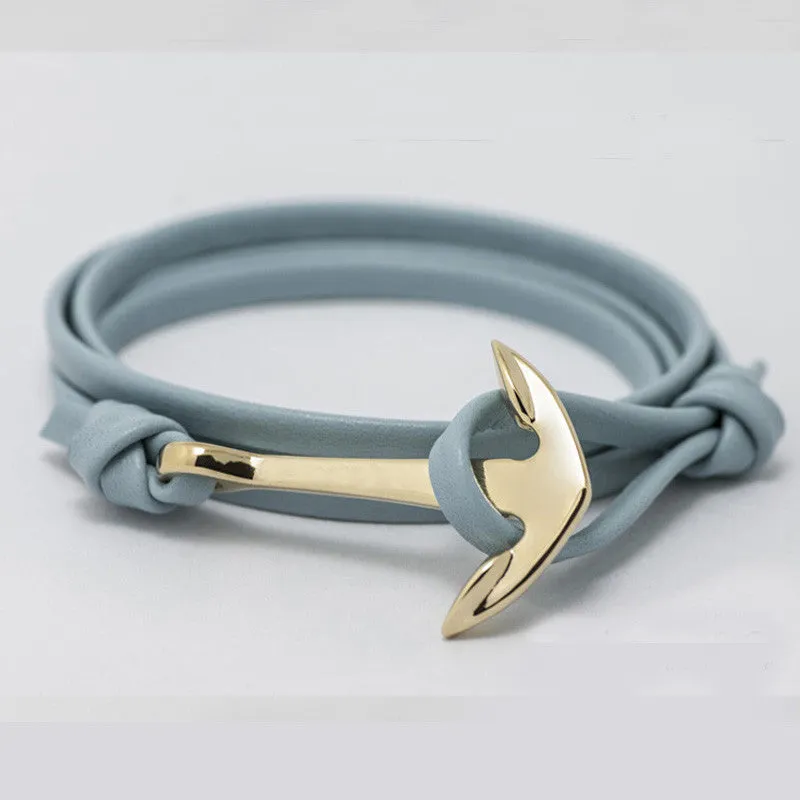 Fashion Jewelry Multilayer Gold Alloy Anchor Bracelet Men Leather Bracelet for Women&Men friendship bracelets