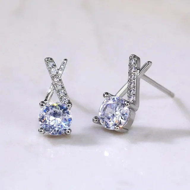 Fashion Jewelry Multiple Designs Simple Stud Earrings for Women with Cubic Zirconia