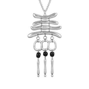 Fell Necklace - Silver/Black Beads